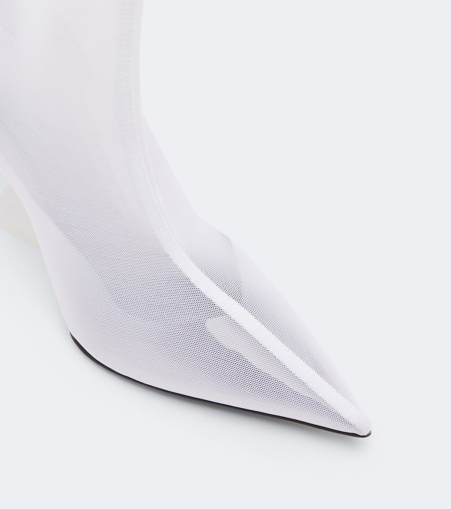 White The Attico Cheope mesh over-the-knee boots - Mid Heel Boots