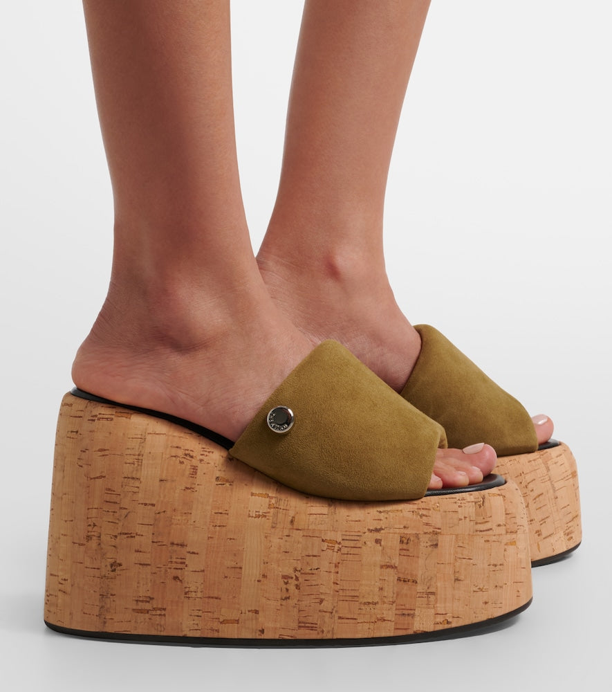 The Attico Mochi suede platform slides (Green) - High-Heel Sandals