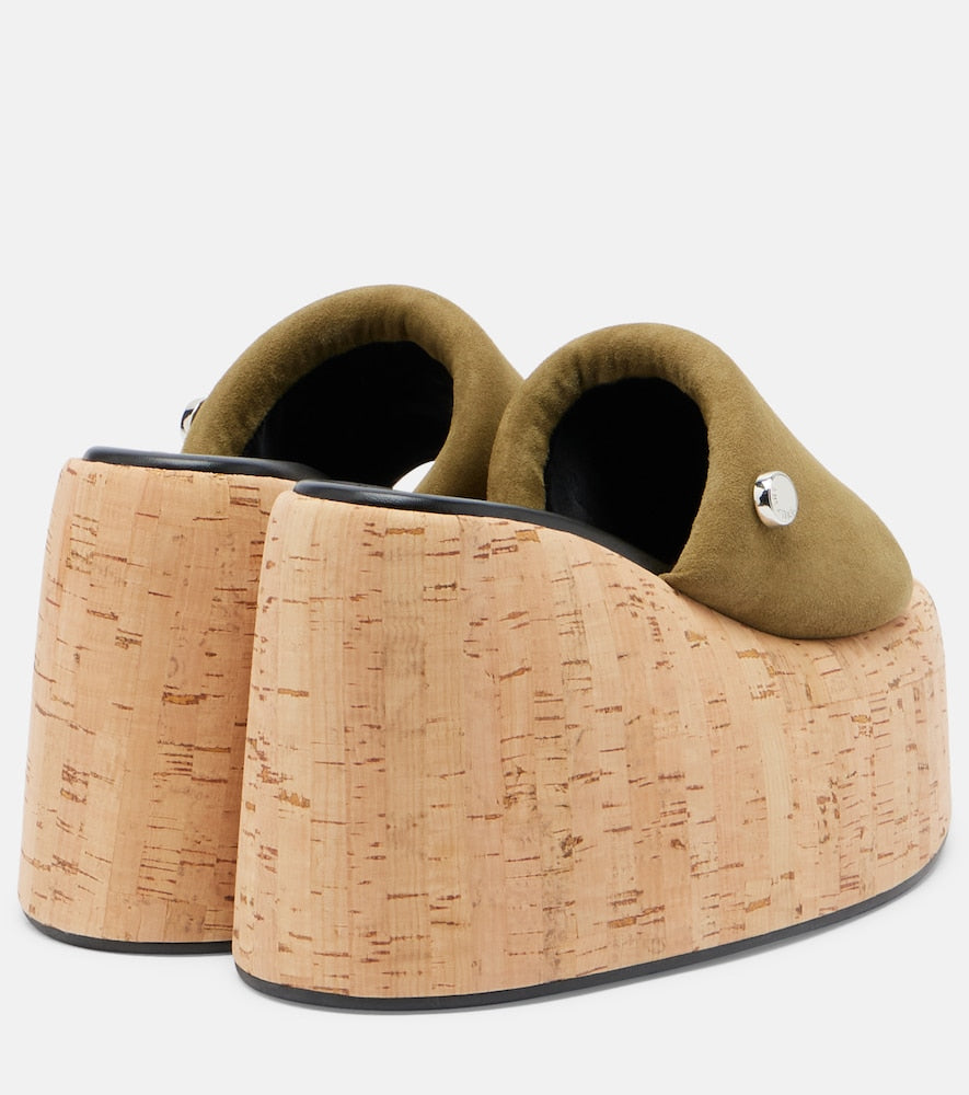 The Attico Mochi suede platform slides (Green) - High-Heel Sandals