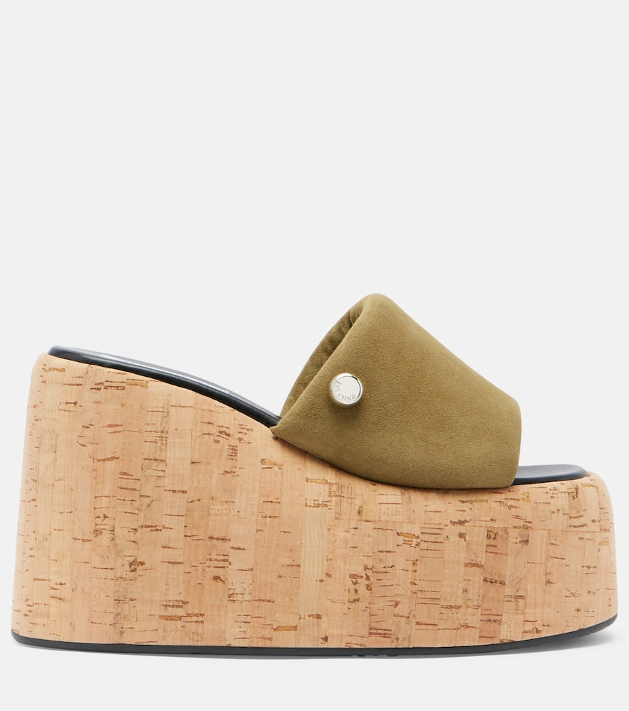The Attico Mochi suede platform slides (Green) - High-Heel Sandals