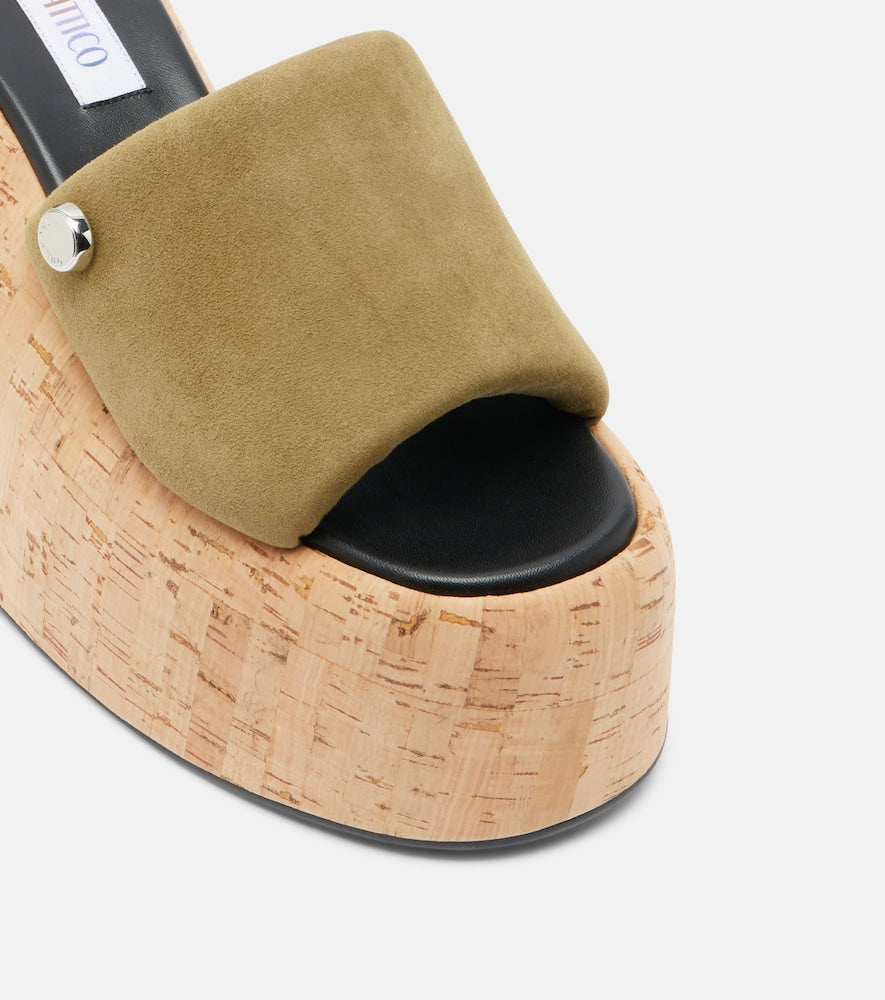 The Attico Mochi suede platform slides (Green) - High-Heel Sandals