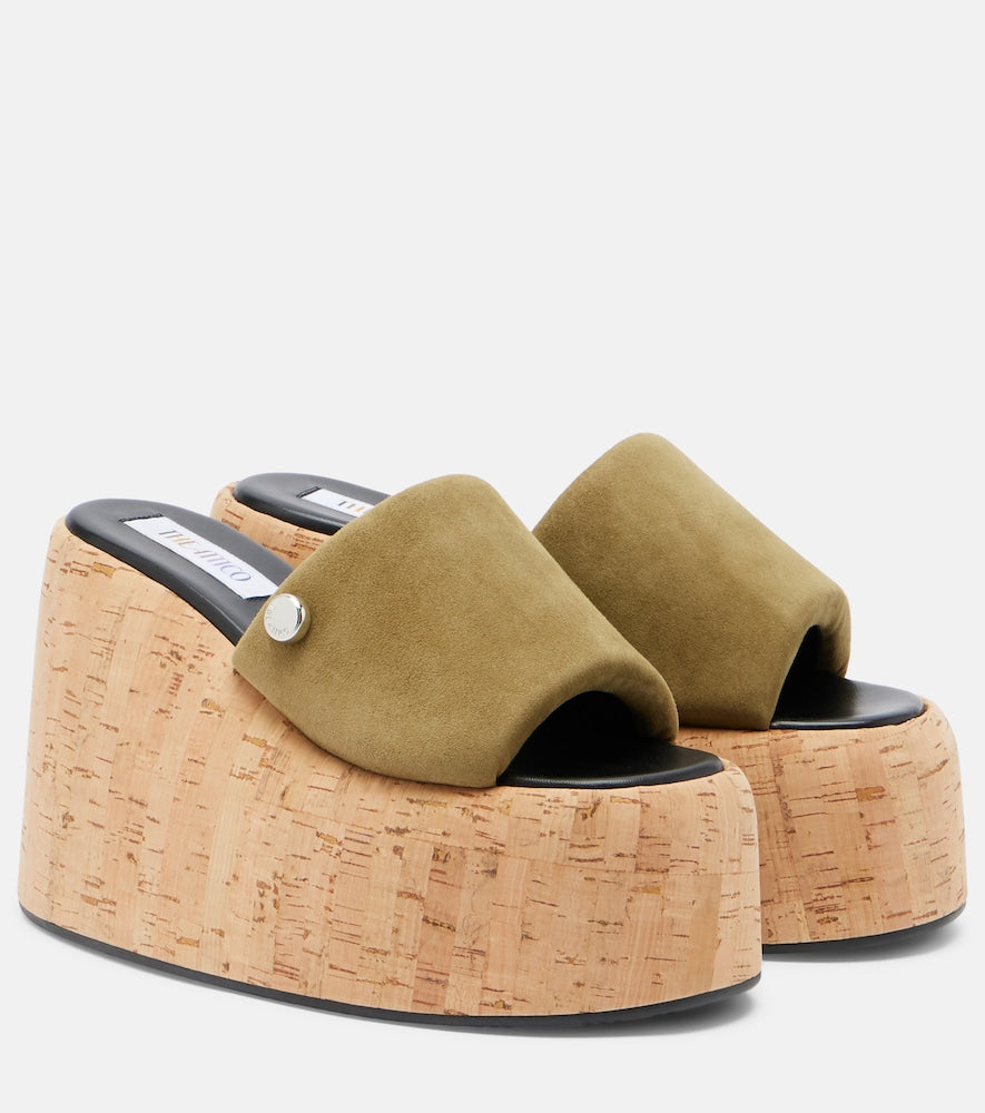The Attico Mochi suede platform slides (Green) - High-Heel Sandals