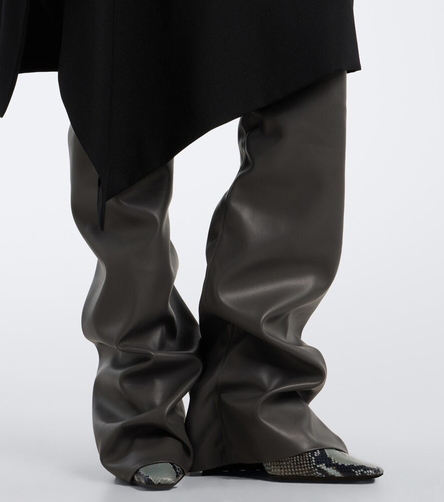 Grey The Attico Robin snake-effect over-the-knee boots - Mid Heel Boots