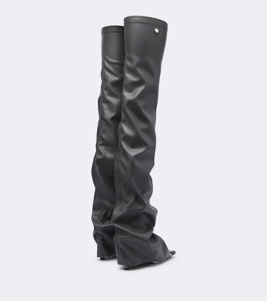 Grey The Attico Robin snake-effect over-the-knee boots - Mid Heel Boots