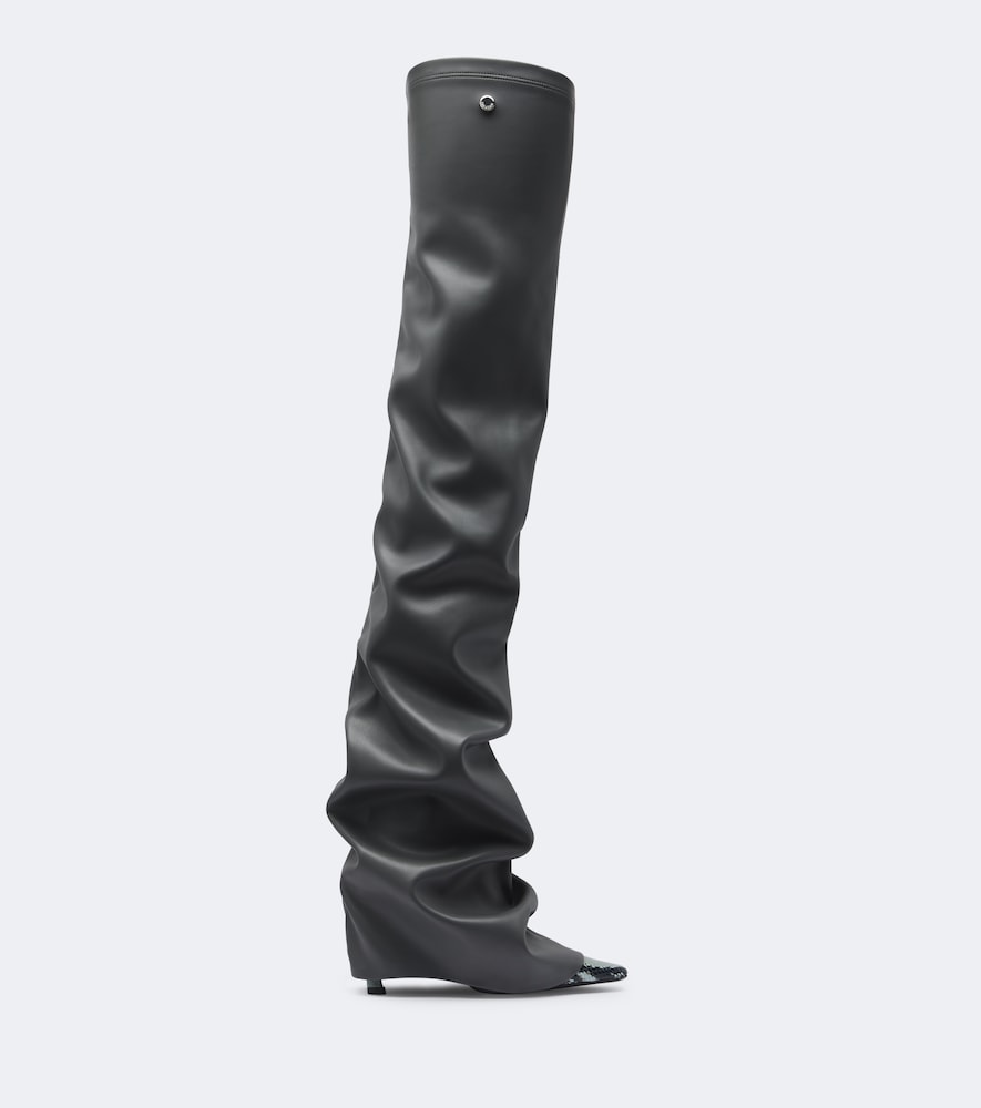 Grey The Attico Robin snake-effect over-the-knee boots - Mid Heel Boots