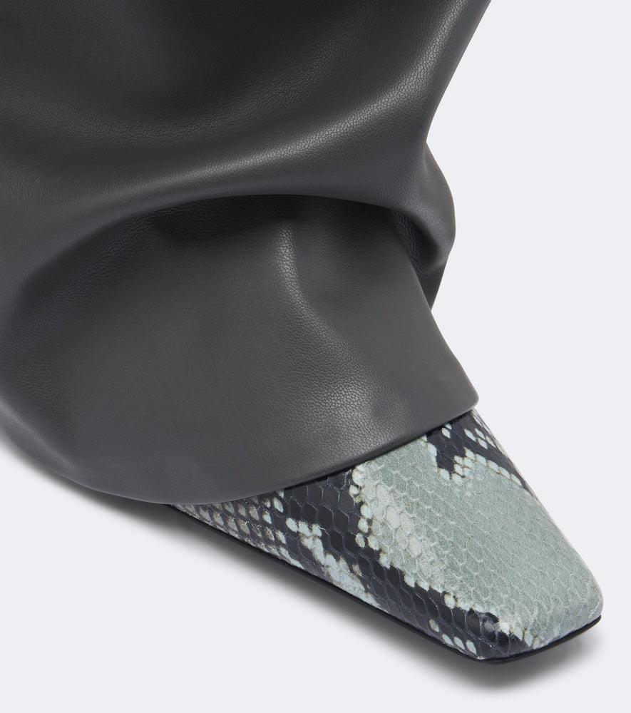 Grey The Attico Robin snake-effect over-the-knee boots - Mid Heel Boots