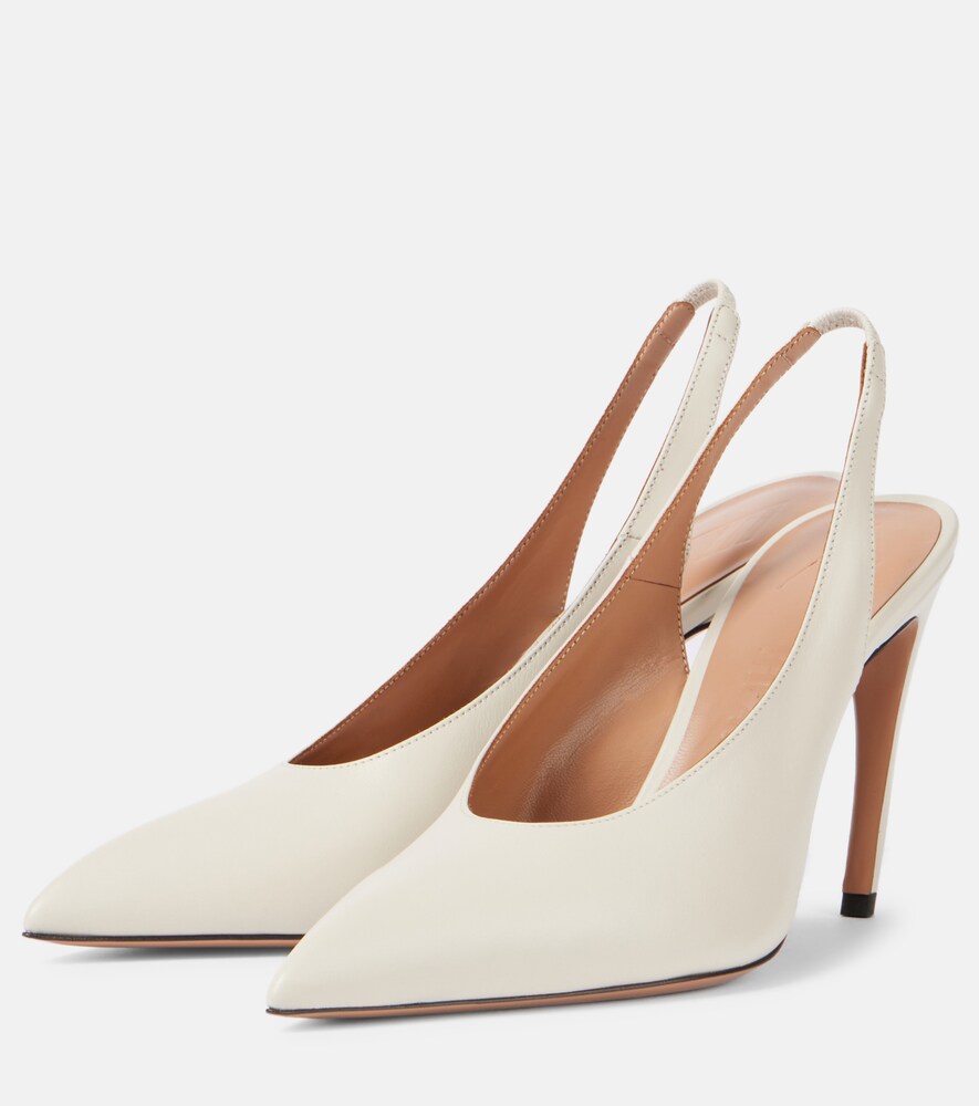 The Attico Viper 95 leather slingback pumps (White) - High-Heel Pumps