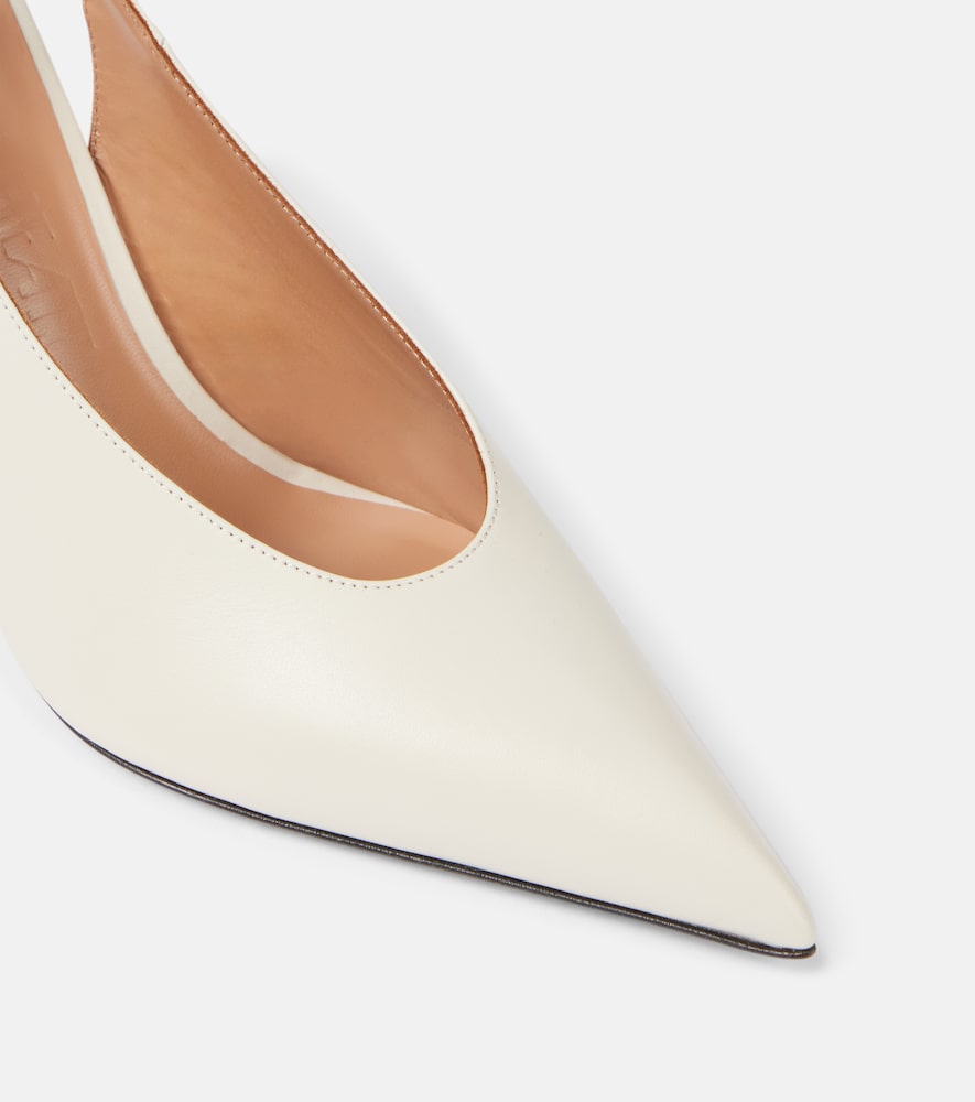 The Attico Viper 95 leather slingback pumps (White) - High-Heel Pumps