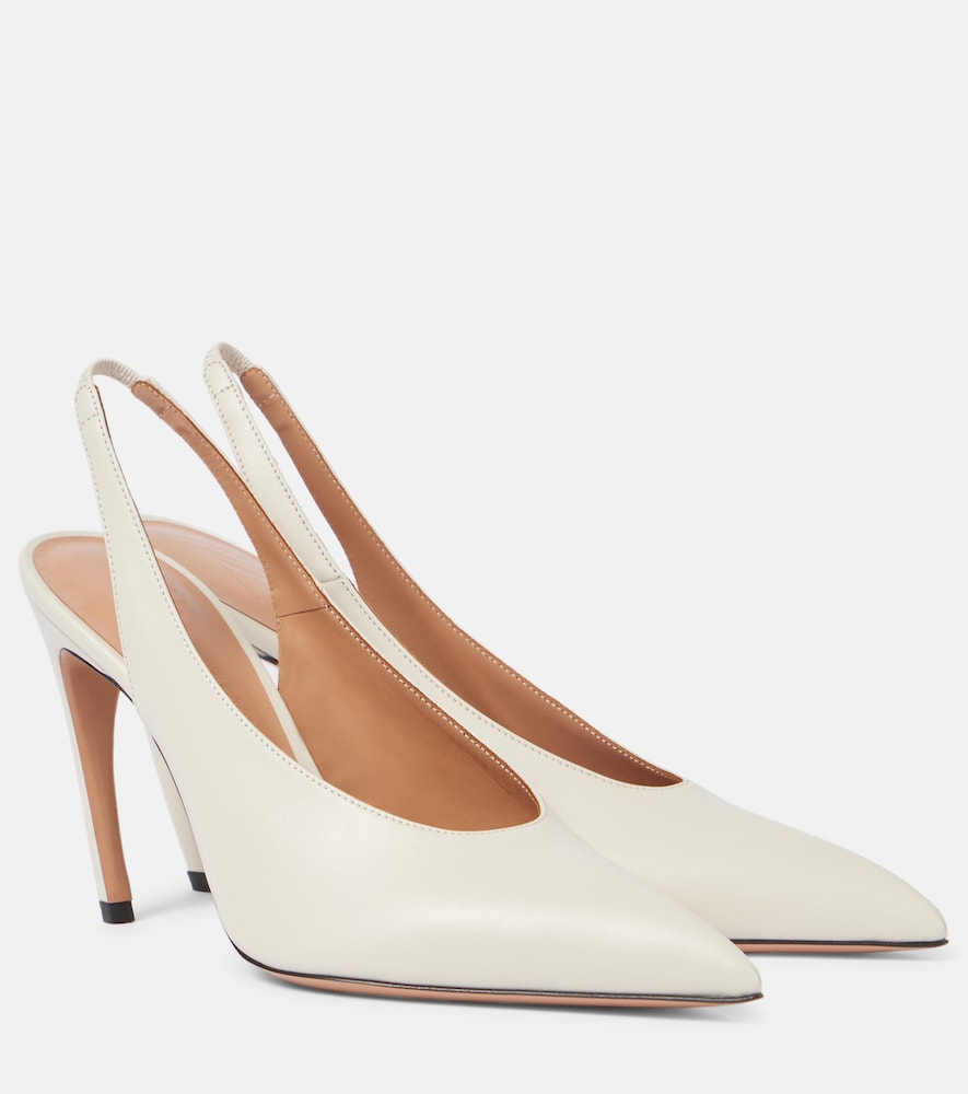 The Attico Viper 95 leather slingback pumps (White) - High-Heel Pumps