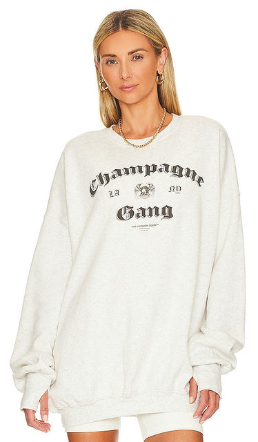 The Laundry Room LA Champagne Gang NY Jumper in Grey - The Laundry Room LA Champagne Gang NY - Pull gris - The Laundry Room 洛杉矶香槟帮纽约灰色毛衣 - The Laundry Room LA Champagne Gang NY Pullover in Grau - The Laundry Room LA Champagne Gang NY 그레이 점퍼 - Maglione The Laundry Room LA Champagne Gang NY in grigio