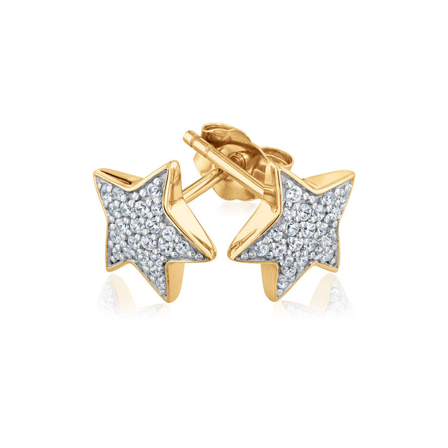 The Little Prince(R) 1/10ctw Diamond Star Yellow Gold Stud Earrings