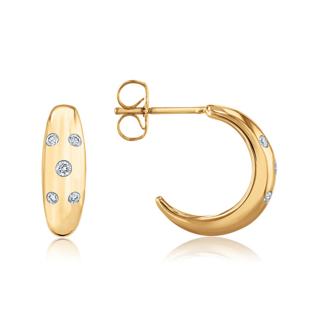 The Little Prince(R) 1/10ctw Diamond Yellow Gold Huggie Hoop Earrings