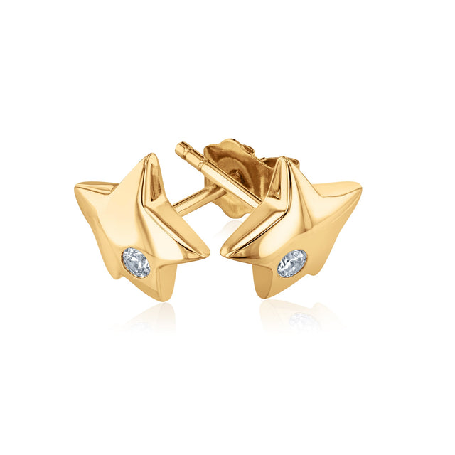 The Little Prince(R) 1/20ctw Diamond Puffed Star Yellow Gold Stud Earrings