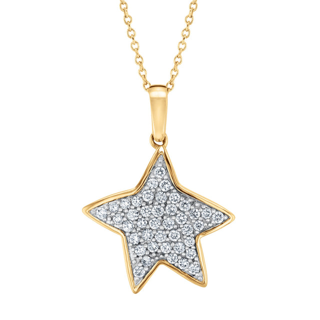 The Little Prince(R) 1/3ctw Diamond Star Two-Tone Pendant Necklace