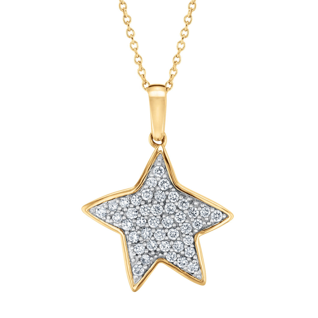 The Little Prince(R) 1/3ctw Diamond Star Two-Tone Pendant Necklace