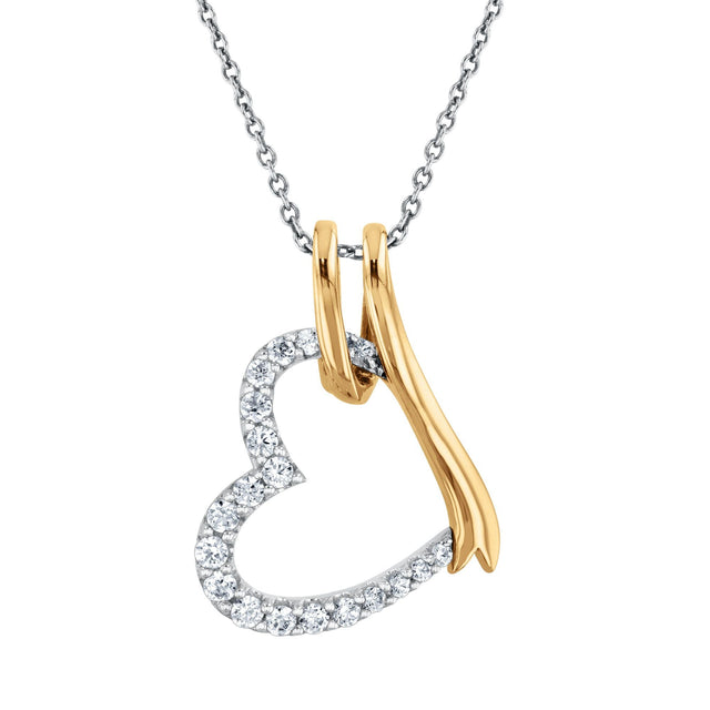 The Little Prince(R) 1/4ctw Diamond Heart Two-Tone Pendant Necklace