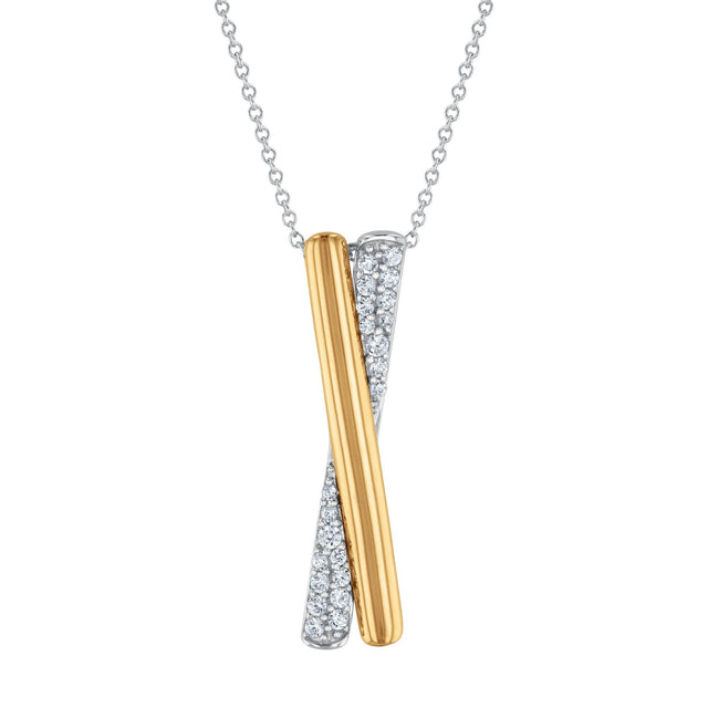 The Little Prince(R) 1/4ctw Diamond Two-Tone Crossover Pendant Necklace