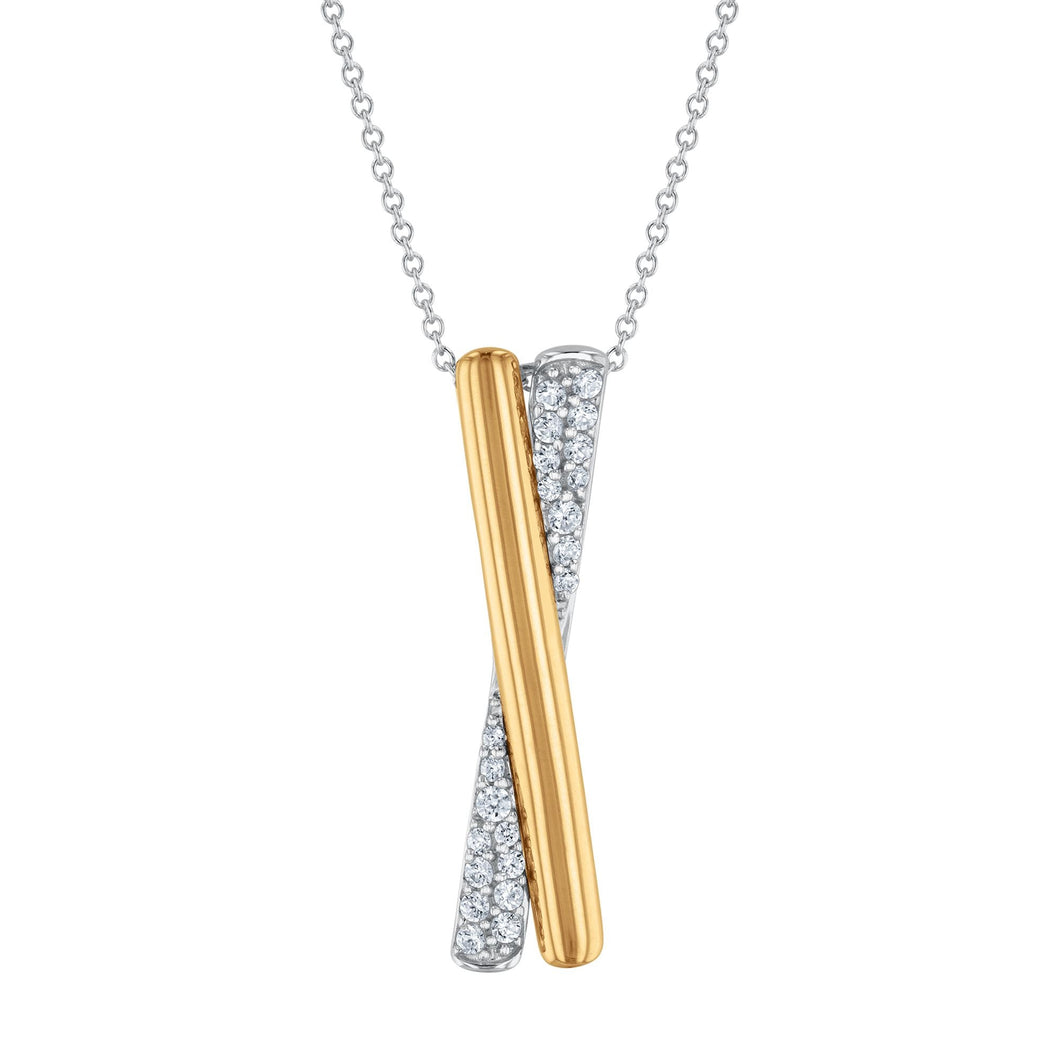 The Little Prince(R) 1/4ctw Diamond Two-Tone Crossover Pendant Necklace