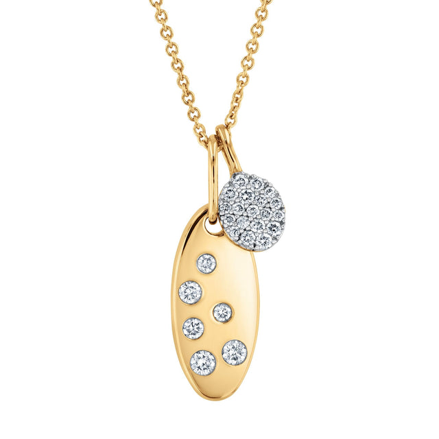 The Little Prince(R) 1/4ctw Diamond and Yellow Gold Oval Pendant Necklace