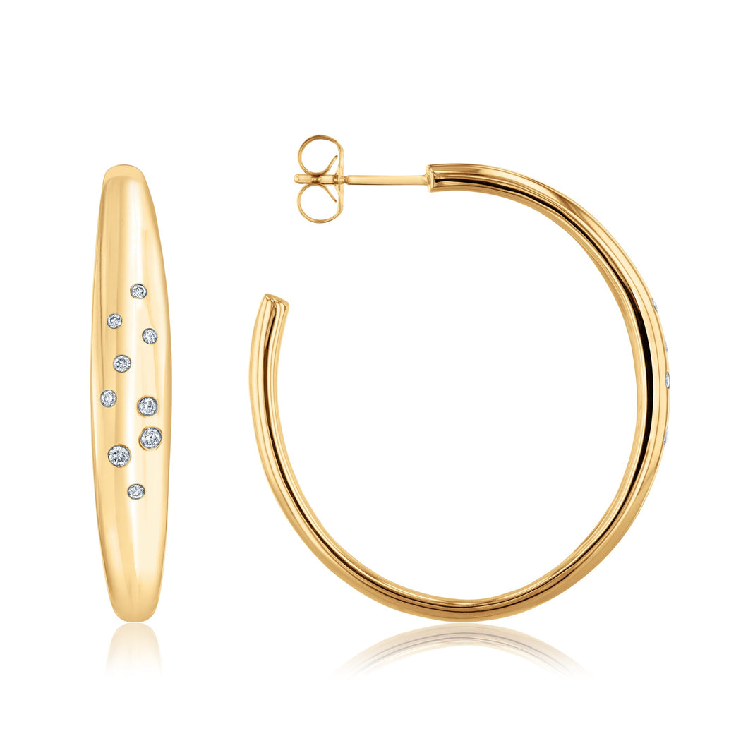 The Little Prince(R) 1/6ctw Diamond Star Yellow Gold Hoop Earrings