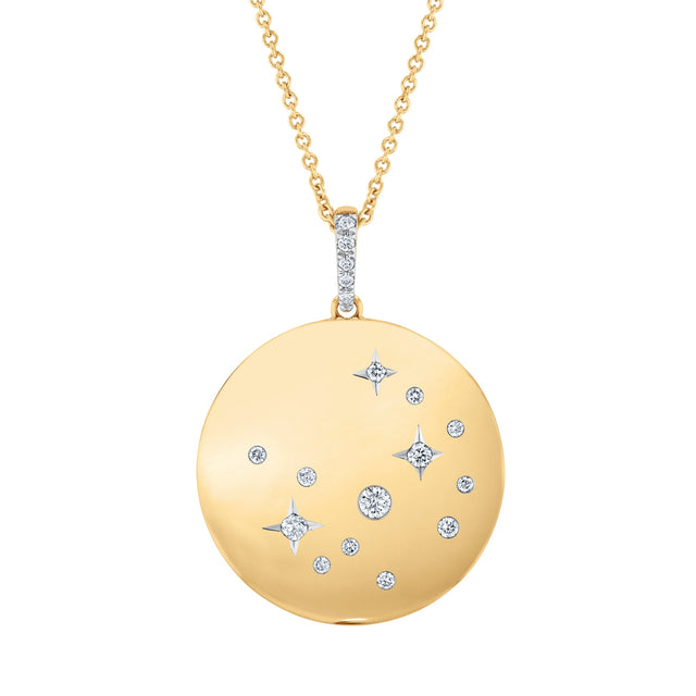 The Little Prince(R) 1/8ctw Diamond Cosmos Yellow Gold Pendant Necklace