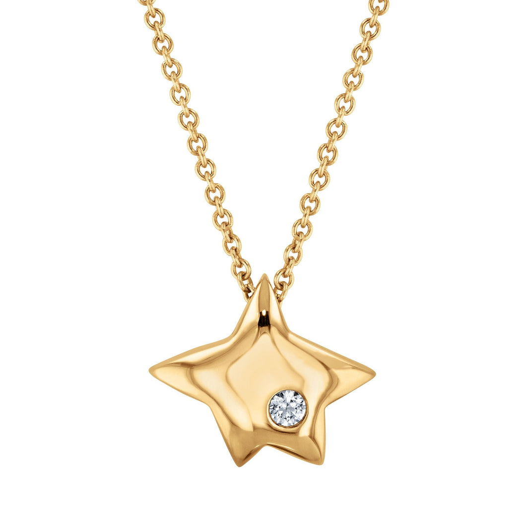 The Little Prince(R) Diamond Accent Puffed Star Yellow Gold Pendant Necklace