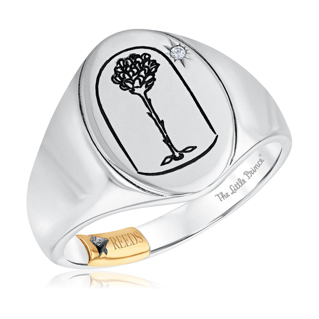 The Little Prince(R) Diamond Accent Rose Sterling Silver Signet Ring