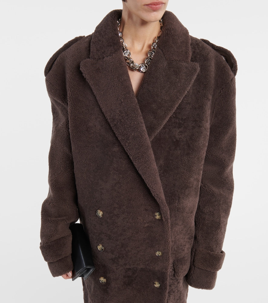 The Mannei Rutul oversized faux fur-trimmed coat