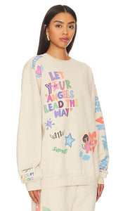 The Mayfair Group Angels All Around You Crewneck in Cream