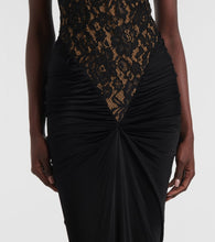 The New Arrivals Ilkyaz Ozel Cass lace-trimmed ruched halterneck gown