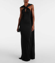 The New Arrivals Ilkyaz Ozel Cutout caped halterneck gown
