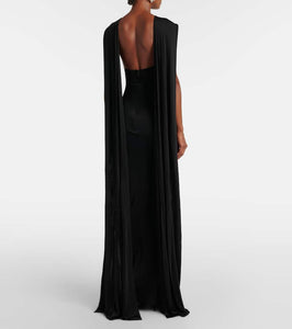 The New Arrivals Ilkyaz Ozel Cutout caped halterneck gown