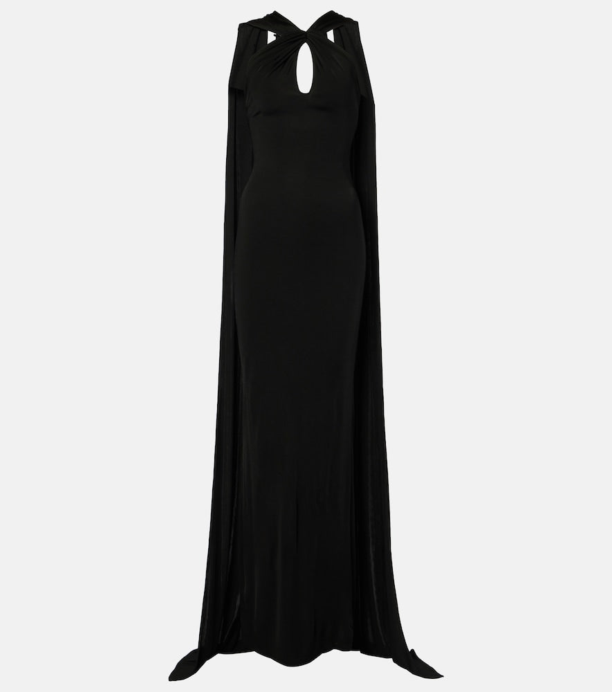 The New Arrivals Ilkyaz Ozel Cutout caped halterneck gown. 新款 Ilkyaz Ozel 露肩披肩吊带礼服