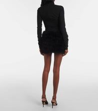 The New Arrivals Ilkyaz Ozel Elly feather-trimmed silk minidress