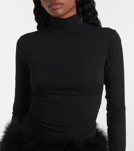 The New Arrivals Ilkyaz Ozel Elly feather-trimmed silk minidress