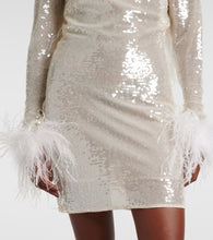 The New Arrivals Ilkyaz Ozel Feather-trimmed sequined minidress