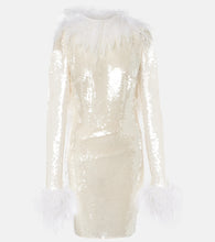 The New Arrivals Ilkyaz Ozel Feather-trimmed sequined minidress. 新款 Ilkyaz Ozel 羽毛饰边亮片迷你连衣裙