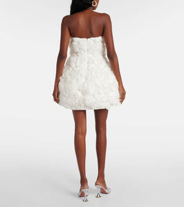 The New Arrivals Ilkyaz Ozel Floral-appliqué strapless minidress
