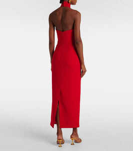 The New Arrivals Ilkyaz Ozel Halterneck crêpe midi dress