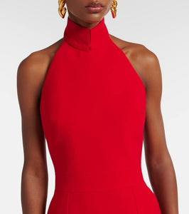 The New Arrivals Ilkyaz Ozel Halterneck crêpe midi dress