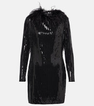 The New Arrivals Ilkyaz Ozel Juises feather-trimmed sequined minidress. 新款 Ilkyaz Ozel Juises 羽毛饰边亮片迷你连衣裙