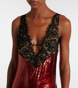 The New Arrivals Ilkyaz Ozel Lace-trimmed sequined gown