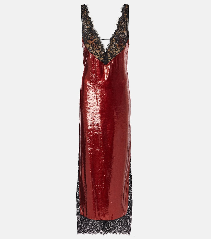 The New Arrivals Ilkyaz Ozel Lace-trimmed sequined gown. 新款 Ilkyaz Ozel 蕾丝镶边亮片礼服