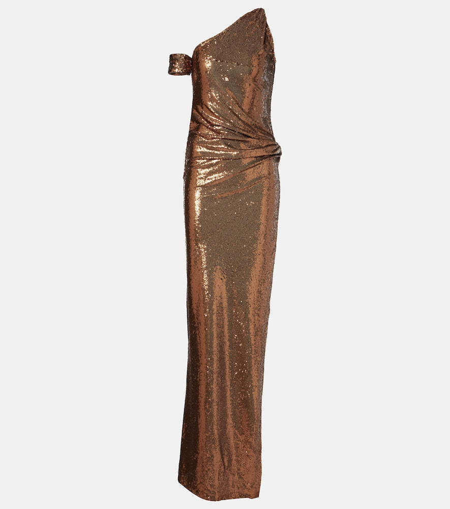 The New Arrivals Ilkyaz Ozel Lizette sequined one-shoulder gown. 新款 Ilkyaz Ozel Lizette 亮片单肩礼服