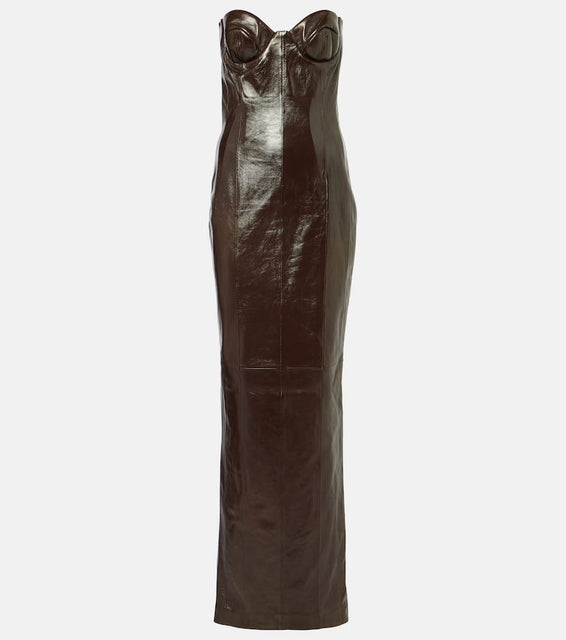 The New Arrivals Ilkyaz Ozel Rochelle leather bustier gown