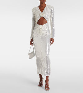 The New Arrivals Ilkyaz Ozel Sequined cutout floral-appliqué gown