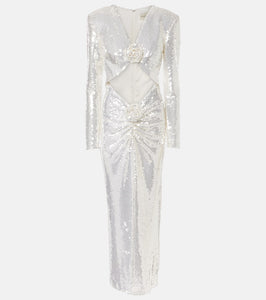 The New Arrivals Ilkyaz Ozel Sequined cutout floral-appliqué gown