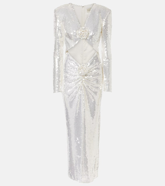 The New Arrivals Ilkyaz Ozel Sequined cutout floral-appliqué gown