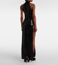 The New Arrivals Ilkyaz Ozel Sequined cutout halterneck gown