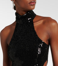The New Arrivals Ilkyaz Ozel Sequined cutout halterneck gown